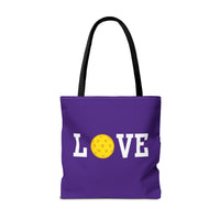 Load image into Gallery viewer, "LOVE Pickleball" 1 - Yellow - Canvas Tote 18" x 18"