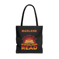 Load image into Gallery viewer, "Explore New Worlds Read" - Canvas Tote 18" x 18" - PERSONALIZED