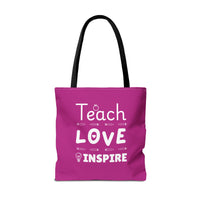 Load image into Gallery viewer, "Teach Love Inspire" 2 - Canvas Tote 18" x 18" - PERSONALIZED