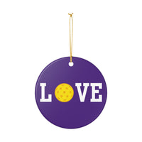 Load image into Gallery viewer, "LOVE Pickleball" 1 Yellow - 3 Inch Ceramic Ornament Pickleball Gift