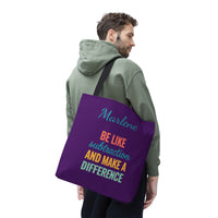 Load image into Gallery viewer, "Be Like Subtraction and Make a Difference" - Canvas Tote 18" x 18" - PERSONALIZED