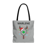 Load image into Gallery viewer, "Pickleball Paddle Santa Hat" 1 - Canvas Tote 18" x 18" - PERSONALIZED