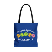Load image into Gallery viewer, "It's A Good Day To Play Pickleball" 2 - Canvas Tote 18" x 18"