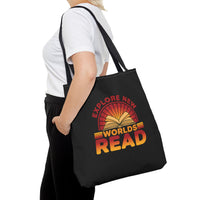 Load image into Gallery viewer, "Explore New Worlds Read" - Canvas Tote 18" x 18"