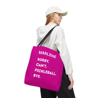 Load image into Gallery viewer, "Can't Pickleball" 3 - Sorry Can't Pickleball Bye - Canvas Tote 18" x 18" - PERSONALIZED