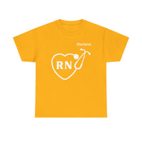 Load image into Gallery viewer, "RN Stethoscope Heart" 1 - Gildan 5000 Heavy Cotton Tee - PERSONALIZED