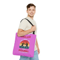 Load image into Gallery viewer, "That's What I Do I Play Pickleball and I Know Things" 2 - Canvas Tote 18" x 18" - PERSONALIZED