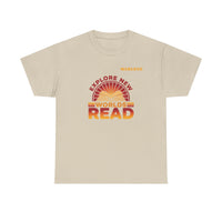 Load image into Gallery viewer, "Explore New Worlds READ" - Gildan 5000 Heavy Cotton Tee - PERSONALIZED
