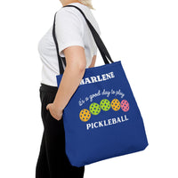 Load image into Gallery viewer, "It's A Good Day To Play Pickleball" 2 - Canvas Tote 18" x 18" - PERSONALIZED
