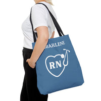 Load image into Gallery viewer, "RN Stethoscope Heart" 1 - Canvas Tote 18" x 18" - PERSONALIZED