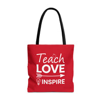 Load image into Gallery viewer, "Teach Love Inspire" 1 - Canvas Tote 18" x 18"