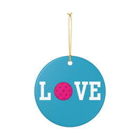 Load image into Gallery viewer, "LOVE Pickleball" 1 Pink - 3 Inch Ceramic Ornament Pickleball Gift