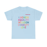 Load image into Gallery viewer, "Kindness Equality Inclusion Diversity Love" 1 - Gildan 5000 Heavy Cotton Tee - PERSONALIZED