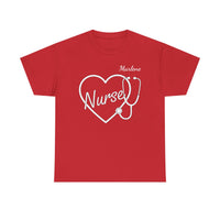 Load image into Gallery viewer, "Nurse Heart Stethoscope" 4 - Gildan 5000 Heavy Cotton Tee - PERSONALIZED