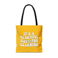 Load image into Gallery viewer, "It's a Beautiful Day For Learning" 1b - Canvas Tote 18" x 18"