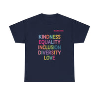 Load image into Gallery viewer, "Kindness Equality Inclusion Diversity Love" 1 - Gildan 5000 Heavy Cotton Tee - PERSONALIZED