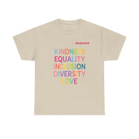 Load image into Gallery viewer, "Kindness Equality Inclusion Diversity Love" 1 - Gildan 5000 Heavy Cotton Tee - PERSONALIZED