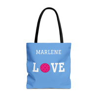 Load image into Gallery viewer, "LOVE Pickleball" 1 - Pink - Canvas Tote 18" x 18" - PERSONALIZED
