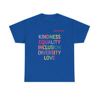 Load image into Gallery viewer, "Kindness Equality Inclusion Diversity Love" 1 - Gildan 5000 Heavy Cotton Tee - PERSONALIZED