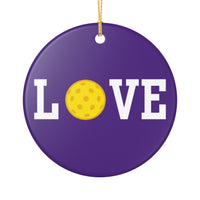 Load image into Gallery viewer, "LOVE Pickleball" 1 Yellow - 3 Inch Ceramic Ornament Pickleball Gift