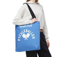 Load image into Gallery viewer, "Pickleballer" 2 - Canvas Tote 18" x 18" - PERSONALIZED