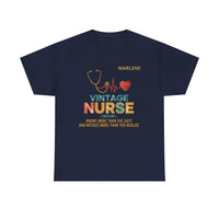 Load image into Gallery viewer, "Vintage Nurse" 1 - Gildan 5000 Heavy Cotton Tee - PERSONALIZED