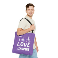 Load image into Gallery viewer, "Teach Love Inspire" 3 - Canvas Tote 18" x 18"
