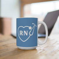 Load image into Gallery viewer, "RN Stethoscope Heart" 1 - Ceramic Mug 15oz - PERSONALIZED