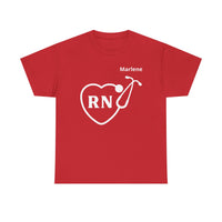 Load image into Gallery viewer, "RN Stethoscope Heart" 1 - Gildan 5000 Heavy Cotton Tee - PERSONALIZED