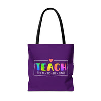 Load image into Gallery viewer, "Teach Them To Be Kind" 2 - Canvas Tote 18" x 18" - PERSONALIZED