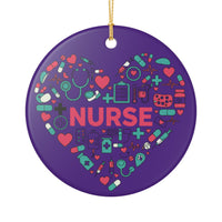 Load image into Gallery viewer, "Nurse" Heart Tools Ceramic Ornament 1 — Single‑Sided Nurse Gift &amp; Stocking Stuffer (Printed on Demand)
