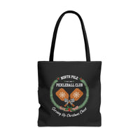 Load image into Gallery viewer, "North Pole Pickleball Club Serving Up Christmas Cheer" 1 - Canvas Tote 18" x 18"