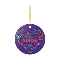 Load image into Gallery viewer, "Nurse" Heart Tools Ceramic Ornament 1 — Single‑Sided Nurse Gift &amp; Stocking Stuffer (Printed on Demand)