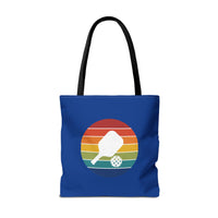 Load image into Gallery viewer, "Pickleball Paddle Ball Retro Circle" 1 - Canvas Tote 18" x 18"