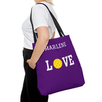 Load image into Gallery viewer, "LOVE Pickleball" 1 - Yellow - Canvas Tote 18" x 18" - PERSONALIZED