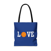 Load image into Gallery viewer, "LOVE Pickleball" 1 - Orange - Canvas Tote 18" x 18" - PERSONALIZED