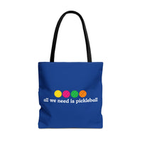 Load image into Gallery viewer, "All We Need Is Pickleball" 1 - Canvas Tote 18" x 18"