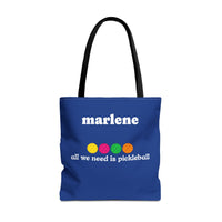 Load image into Gallery viewer, "All We Need Is Pickleball" 1 - Canvas Tote 18" x 18" - PERSONALIZED