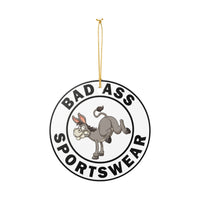 Load image into Gallery viewer, "Bad Ass Sportswear" 1 Single‑Sided Ceramic Ornament — Kicking Donkey Logo | Funny Gag Gift &amp; Stocking Stuffer (POD)