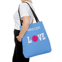 Load image into Gallery viewer, "LOVE Pickleball" 1 - Pink - Canvas Tote 18" x 18" - PERSONALIZED