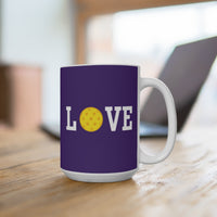 Load image into Gallery viewer, "Love Pickleball" 1 - Yellow - Ceramic Mug 15oz - PERSONALIZED