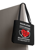 Load image into Gallery viewer, "Cute Enough To Stop Your Heart Skilled Enough To Restart It" 1 - Canvas Tote 18" x 18" - PERSONALIZED