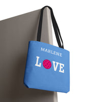 Load image into Gallery viewer, "LOVE Pickleball" 1 - Pink - Canvas Tote 18" x 18" - PERSONALIZED