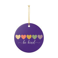 Load image into Gallery viewer, "Be Kind" Hearts Ceramic Ornament 2 — Single-Sided Heart Keepsake | Printed On Demand