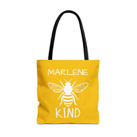 Load image into Gallery viewer, "Bee Kind" 2 - Canvas Tote 18" x 18" - PERSONALIZED