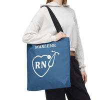 Load image into Gallery viewer, "RN Stethoscope Heart" 1 - Canvas Tote 18" x 18" - PERSONALIZED