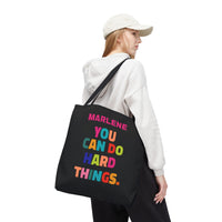 Load image into Gallery viewer, "You Can Do Hard Things" 2 - Canvas Tote 18" x 18" - PERSONALIZED