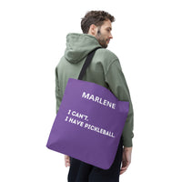 Load image into Gallery viewer, "Can't Pickleball" 1 - I Can't I Have Pickleball - Canvas Tote 18" x 18" - PERSONALIZED