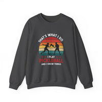 Load image into Gallery viewer, "That's What I Do I Play Pickleball and I Know Things" 3 - Gildan 18000 Crewneck Sweatshirt