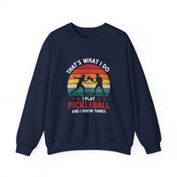 Load image into Gallery viewer, "That's What I Do I Play Pickleball and I Know Things" 3 - Gildan 18000 Crewneck Sweatshirt